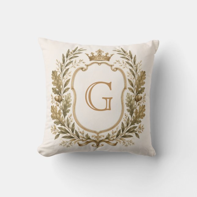 Personalised Elegant Monogram Crest Cushion (Front)