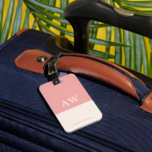 Personalised elegant monogram Dusty Rose Luggage Tag