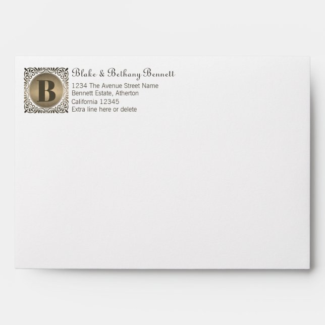 Personalised Elegant Monogram Envelope (Front)