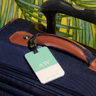 Personalised elegant monogram Mint Luggage Tag
