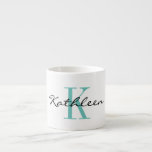 Personalised elegant monogram small espresso cup<br><div class="desc">Personalised elegant name monogram small custom Espresso Cup. Add your own name or text. Elegant little mug for men and women. Classy Birthday or Christmas gift idea for him or her. Make one for friends, family, coworker, colleague, boss, coffee lover, mum, dad, employee, teacher, coach etc. Customisable colours. Handy for...</div>