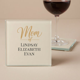 Personalised Elegant Mum Glass Coaster