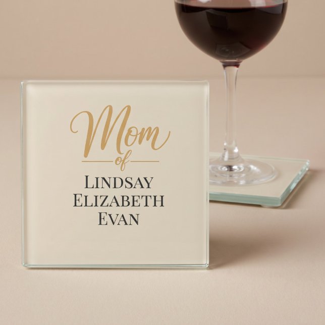 Personalised Elegant Mum Glass Coaster (Creator Uploaded)