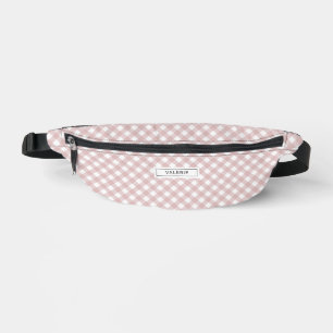 Personalised Elegant Muted Pink Plaid Pattern Bum Bags