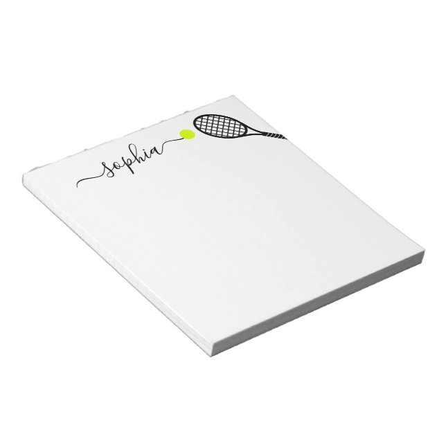 Personalised Elegant Name Modern Tennis Notepad (Angled)