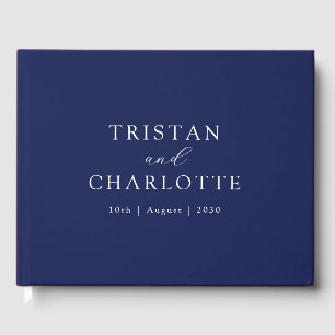 Personalised Elegant Navy Blue Guest Book