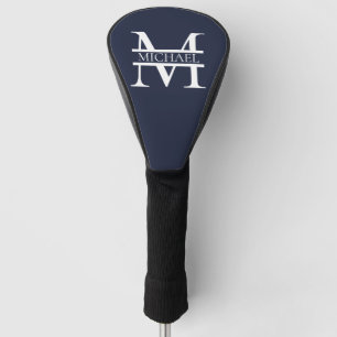Personalised Elegant Navy Blue Monogram and Name Golf Head Cover
