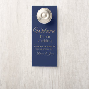 Personalised Elegant Navy Wedding Welcome Door Hanger