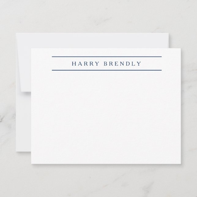 Personalised Elegant Navy White Note Card (Front)