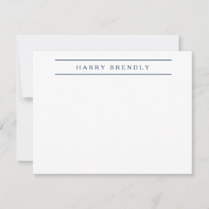Personalised Elegant Navy White Note Card