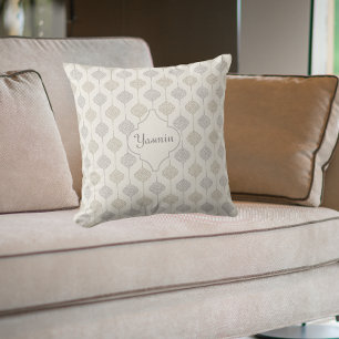 Personalised Elegant Neutral Arabesque Cushion