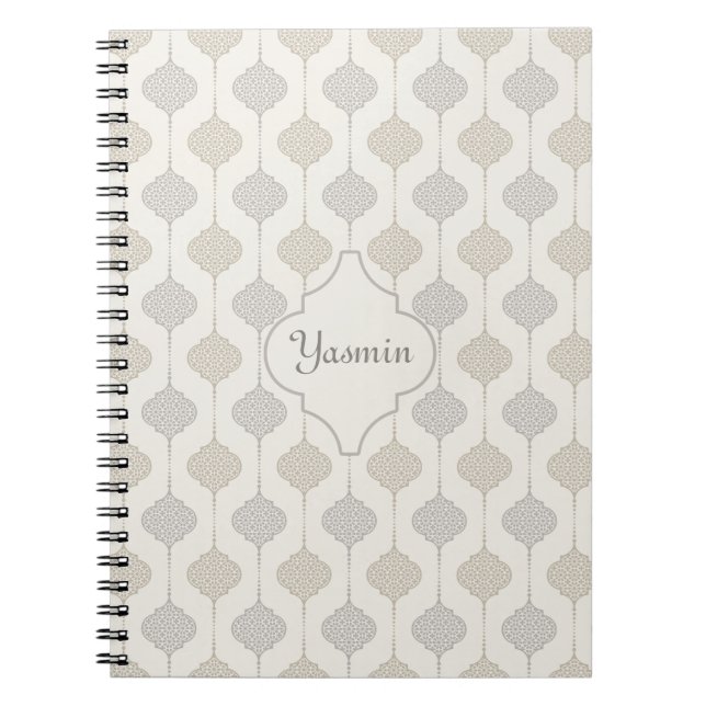 Personalised Elegant Neutral Arabesque  Notebook (Front)