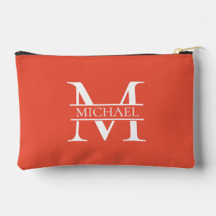 Personalised Elegant Orange Monogram and Name Accessory Pouch