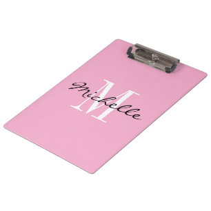 Personalised elegant pastel pink monogram clipboard
