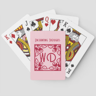 Personalised Elegant Pastel Pink Red Floral Motif Playing Cards