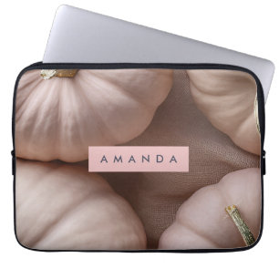 Personalised Elegant Pastel Pumpkin with Gold Stem Laptop Sleeve
