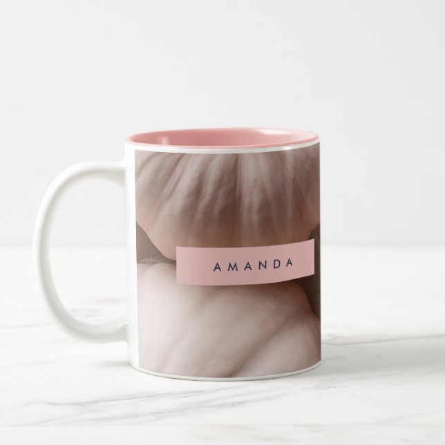 Personalised Elegant Pastel Pumpkin with Gold Stem Two-Tone Coffee Mug (Left)