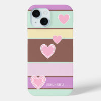 Personalised Elegant Pastel Stripes, Pink Hearts