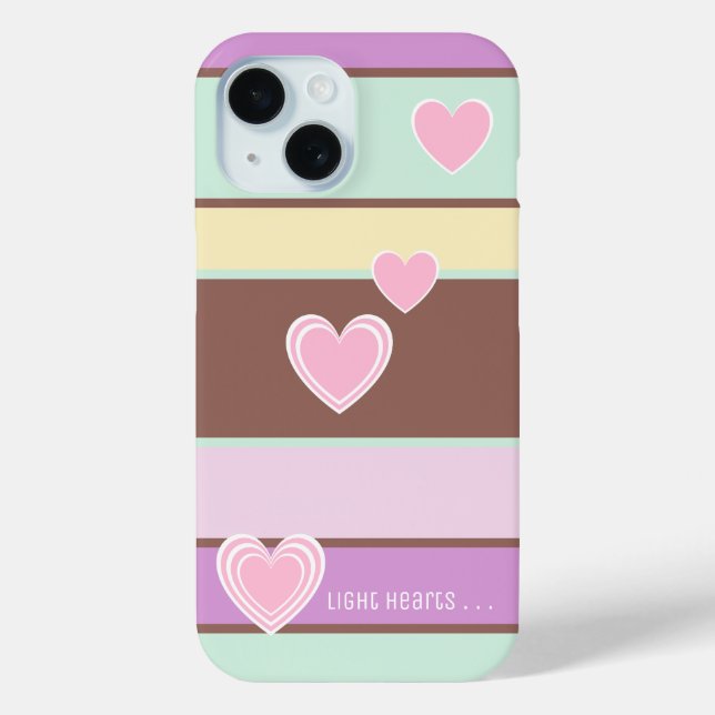 Personalised Elegant Pastel Stripes, Pink Hearts  Case-Mate iPhone Case (Back)