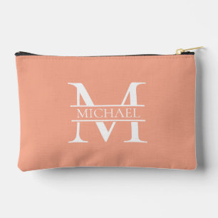 Personalised Elegant Peach Monogram and Name Accessory Pouch