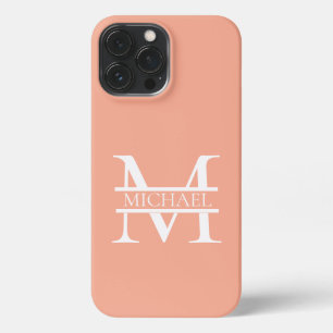 Personalised Elegant Peach Monogram and Name iPhone 13 Pro Max Case