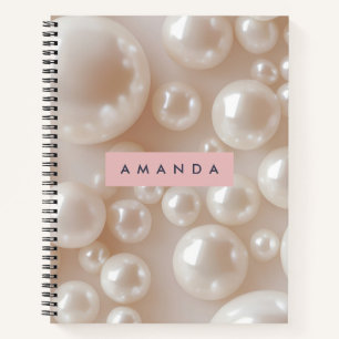 Personalised Elegant Pearl Soft White Luxury Notebook