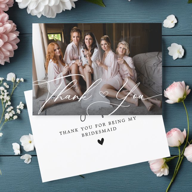 Personalised Elegant Photo Bridesmaid  Thank You Card (Creator Uploaded)