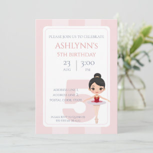 Personalised Elegant Pink Ballerina Birthday Invitation