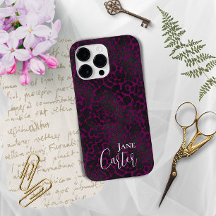 Personalised Elegant Pink Black Leopard Case-Mate iPhone 14 Pro Max Case