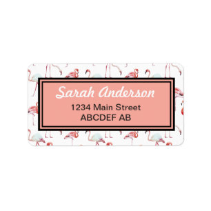 Personalised Elegant Pink Flamingo pattern Label