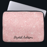 Personalised Elegant Pink Glitter Laptop Sleeve<br><div class="desc">This personalised girly laptop case has your name in black text on a beautiful pink glitter background. Customise the laptop case with the name of your choice to make someone feel extra special. Makes a fun gift for birthdays or for Christmas, and perfect for back to school. Designed for you...</div>