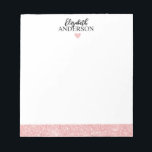 Personalised Elegant Pink Glitter Notepad<br><div class="desc">This personalised girly pink glitter notepad has your name in black text with a pink glitter heart and border. Customise the notepad with the name of your choice to make someone feel extra special. Makes a fun gift for birthdays or for Christmas, and perfect for back to school. Designed for...</div>