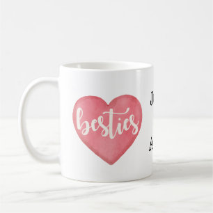 Personalised Elegant Pink Heart For Besties Coffee Mug