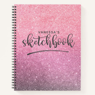 Personalised Elegant Pink Sketchbook Notebook