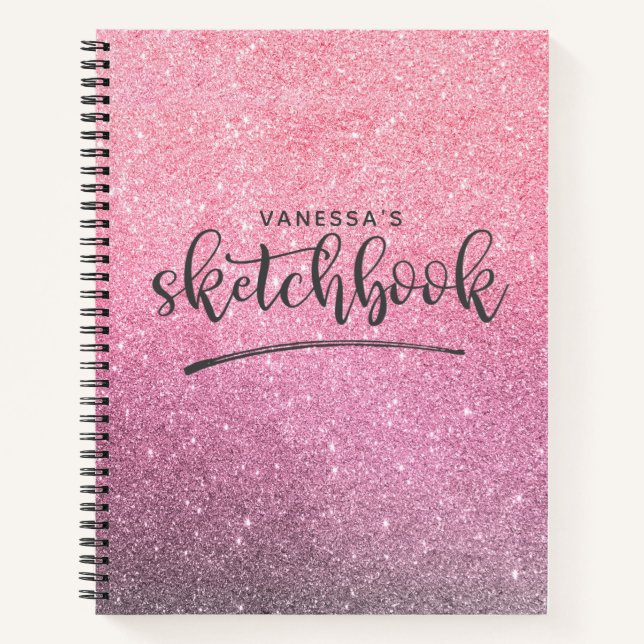 Personalised Elegant Pink Sketchbook Notebook (Front)