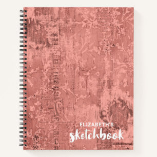 Personalised Elegant Pink Sketchbook Your Name Not Notebook