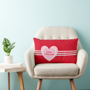 Personalised Elegant Pink White Heart Red Love Lumbar Cushion