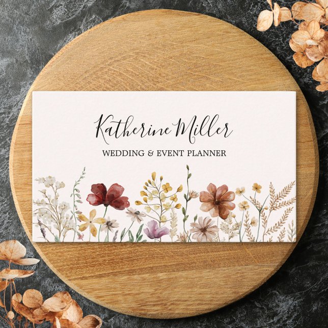 Personalised Elegant Pretty Wildflower Floral Business Card (In situ)