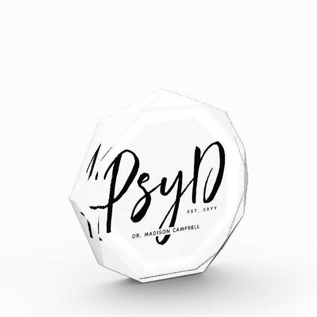 Personalised Elegant PsyD Doctor of Psychology Photo Block (Left)