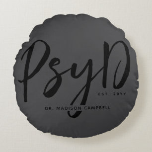 Personalised Elegant PsyD Doctor of Psychology Round Cushion