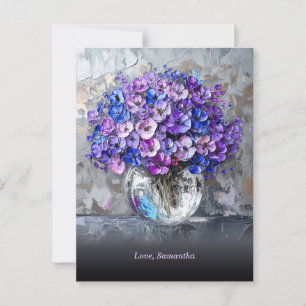 Personalised Elegant Purple and Blue Flowers Postcard