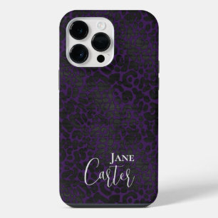 Personalised Elegant Purple Black Leopard iPhone 14 Pro Max Case