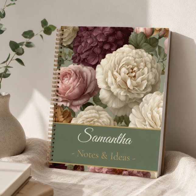 Personalised Elegant Purple Floral Name Notebook (Creator Uploaded)