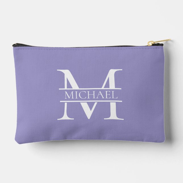 Personalised Elegant Purple Monogram and Name Accessory Pouch (Back)