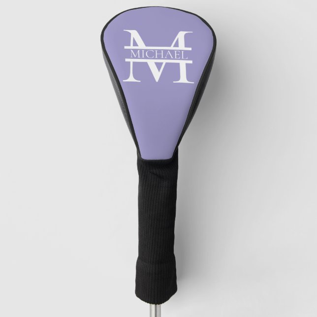 Personalised Elegant Purple Monogram and Name Golf Head Cover (Front)