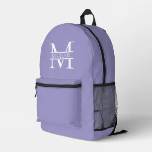Personalised Elegant Purple Monogram and Name Printed Backpack