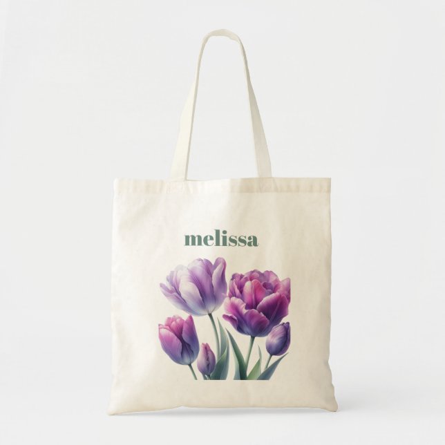 Personalised Elegant purple Monogram Tote Bag (Front)