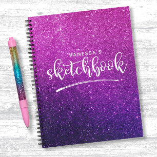 Personalised Elegant Purple Pink Sketchbook Notebook