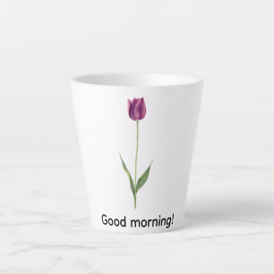 Personalised Elegant Purple Tulip Latte Mug