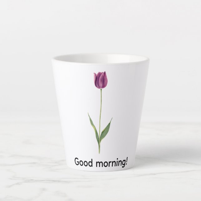 Personalised Elegant Purple Tulip Latte Mug (Front)